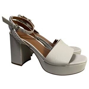 Nordstrom Rack White Platform Block Heel Braided Strap Sandals 10M